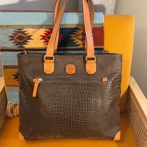 Brics Brown Vegan Pebble Tuscan Leather Tote/Shoulder Bag